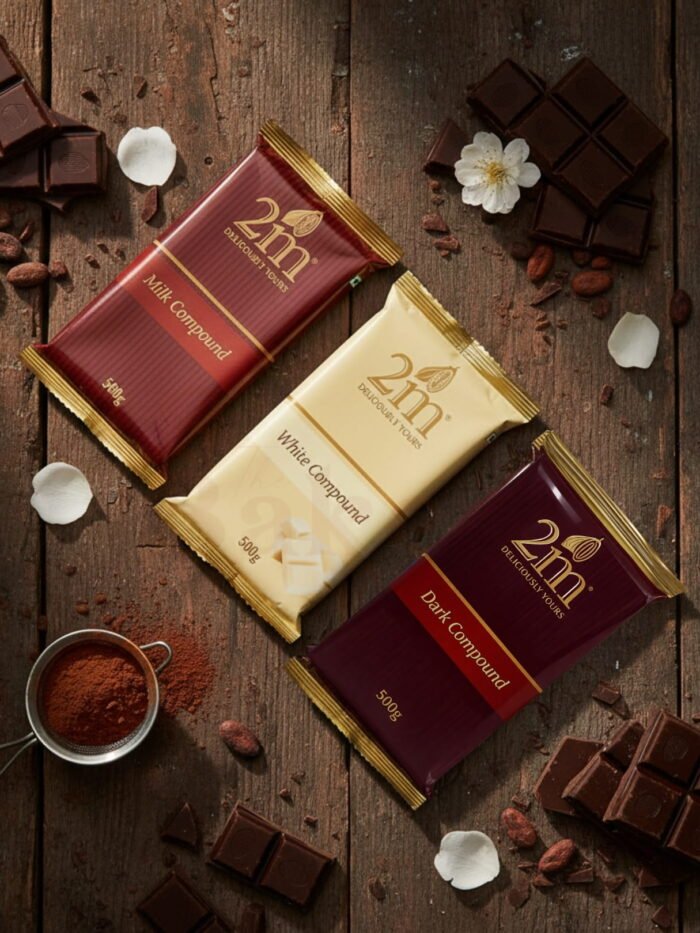 2M Chocolate Compounds – White, Dark & Milk (500g)