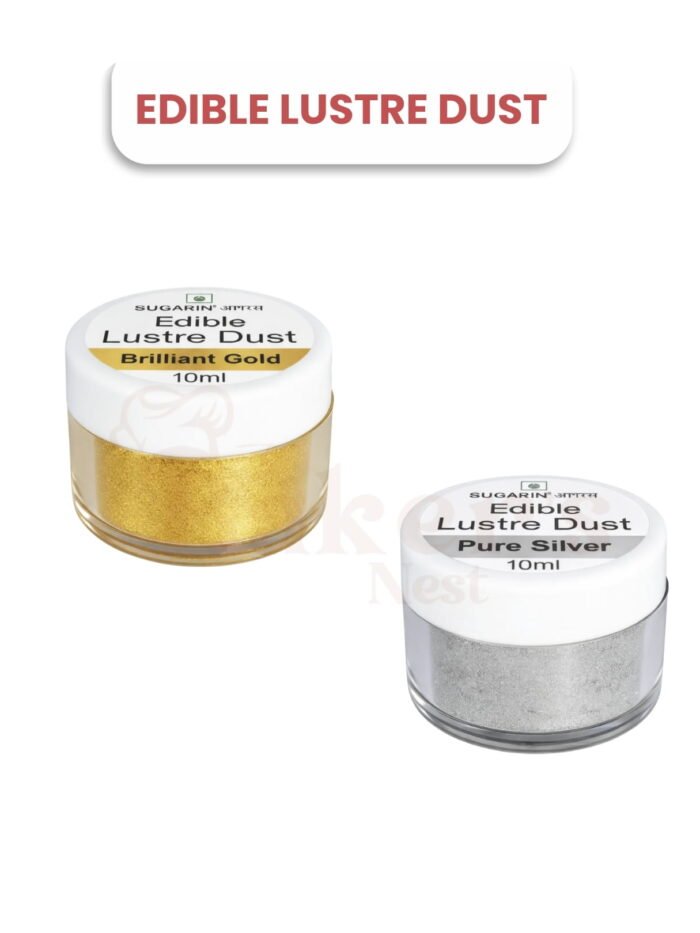 Edible Lustre Dust – Brilliant Gold & Pure Silver (10ml)