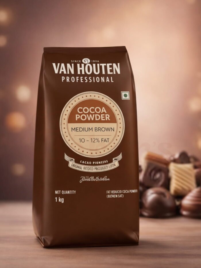 Van Houten Professional Cocoa Powder – Mid Brown & Dark (1kg)