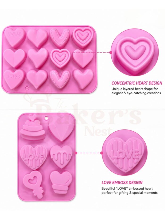 Different Shapes Heart Silicone Moulds