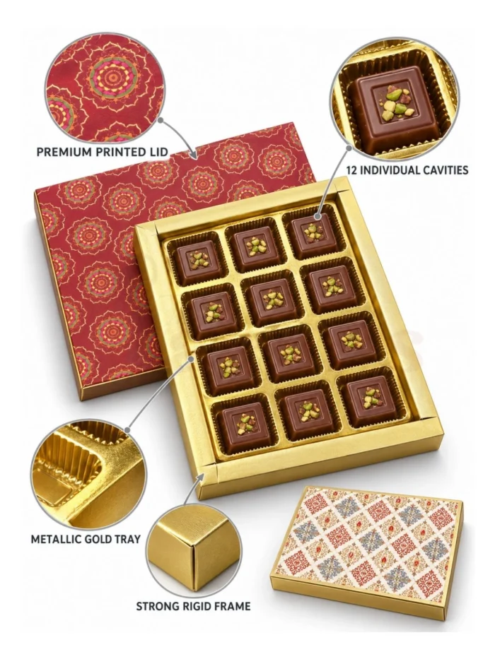 12 Cavity Chocolate Boxes – Assorted Designs