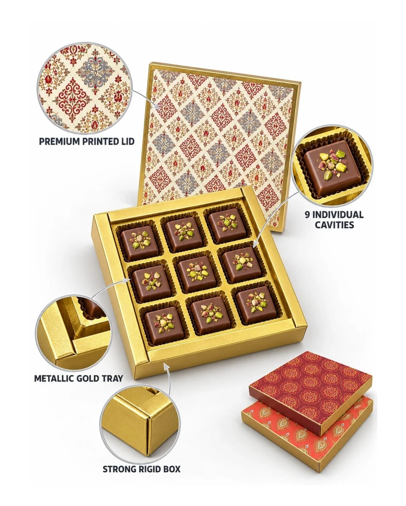 9 Cavity Chocolate Boxes – Assorted Designs - Image 5