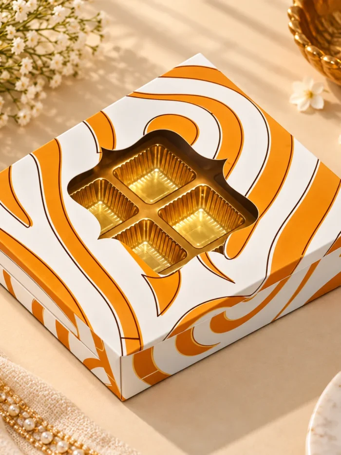 Orange Printed Chocolate Cavity Box