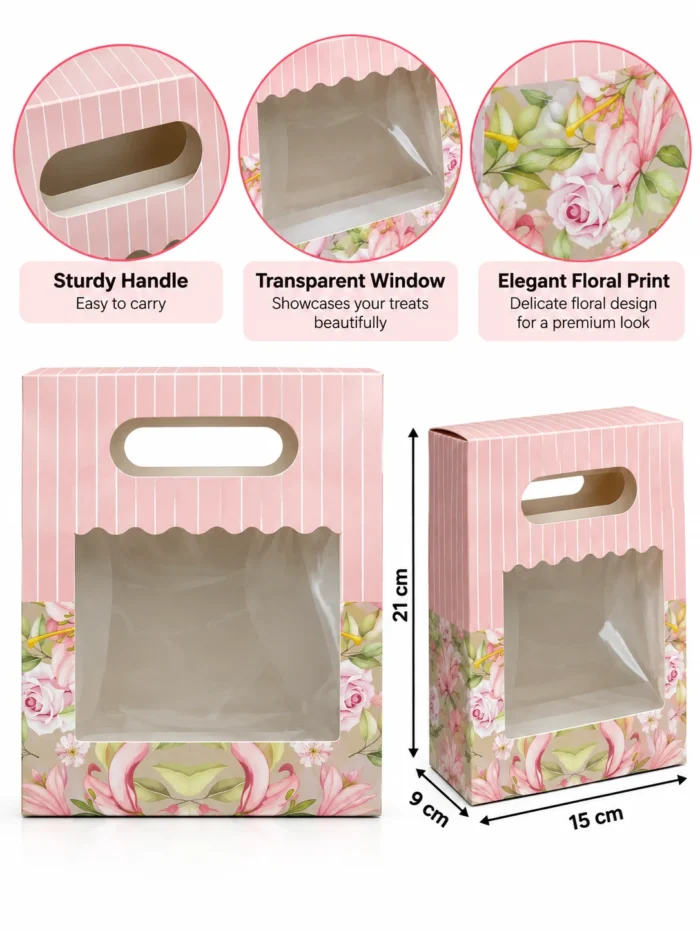 Hamper Bag Pastel Pink with floral print Small