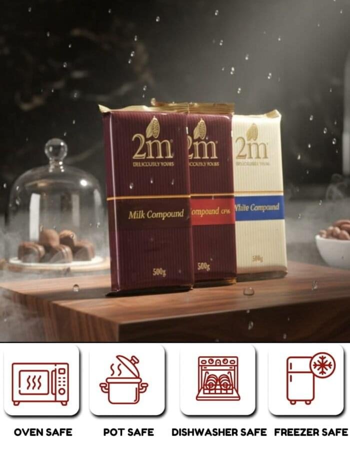 2M Chocolate Compounds – White, Dark & Milk (500g)